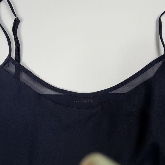 The Limited Navy Blue Sheer Mesh Trim Camisole Top Adjustable Straps Medium - Picture 4 of 8